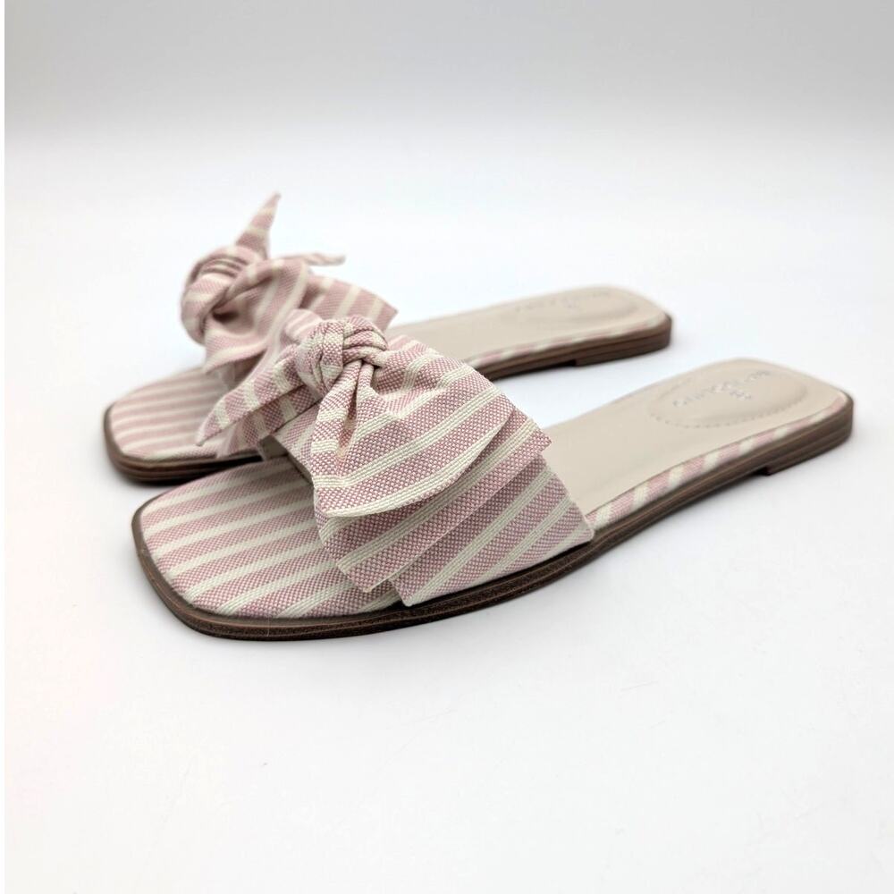 Bandolino Violeta Slide Sandals Women's Light Pink Stripe Size US7M EU37.5